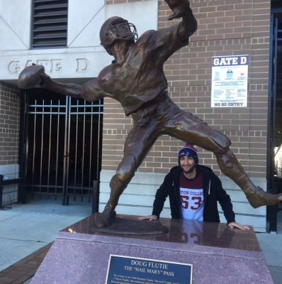 Danny Zeidan with the Doug Flutie statue 