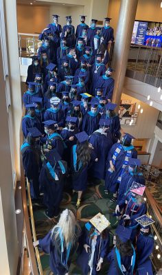 SPP Graduates Preparing for the Ceremony on the steps of the Bushnell