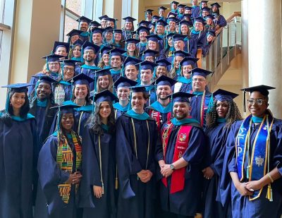 2023 graduates on the stairs at the Bushnell